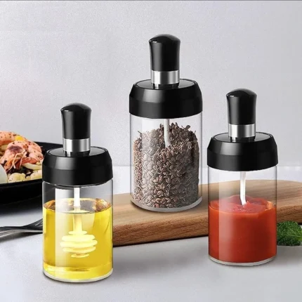 Kitchen Glass Condiment Jars Set