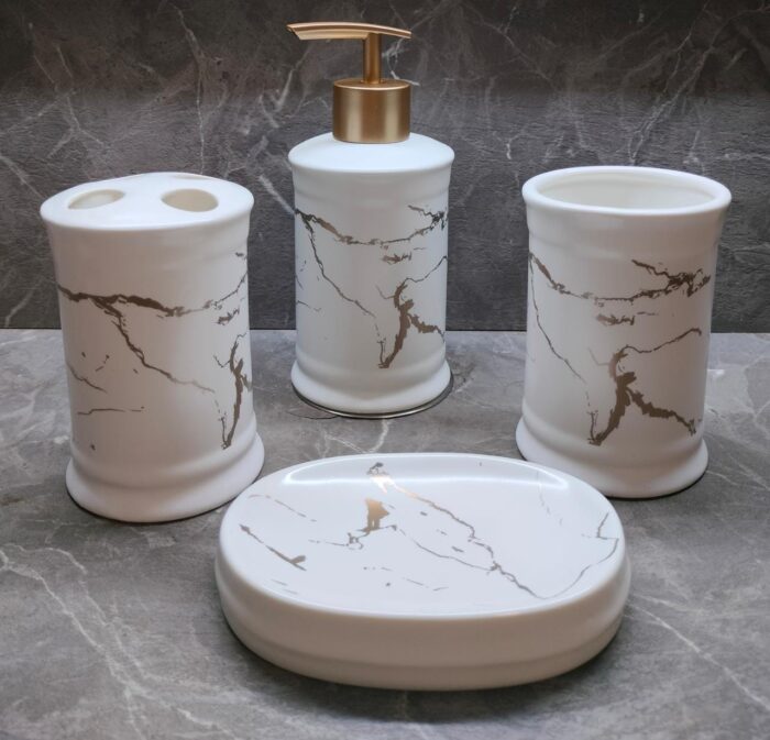 White Ceramic Bathroom Set Of 4